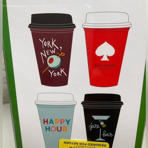 NIB- Kate Spade Happy Hour Reusable Travel Cup Set- 4 cups, Mulitcolor - Picture 4 of 8
